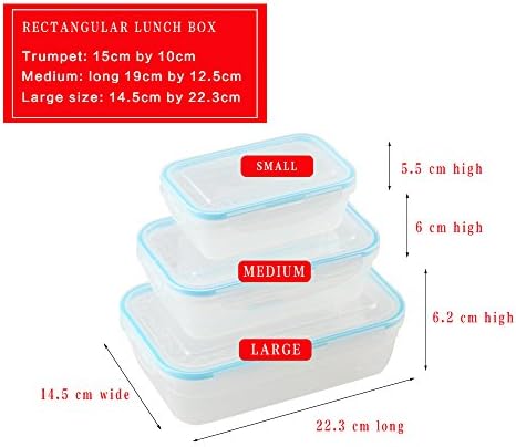 Bento Lunch Box 3pcs set - Съдове за готвене - Контрол на порции Организатор на Хранене Кутия 3 Отделения с Миялна машина
