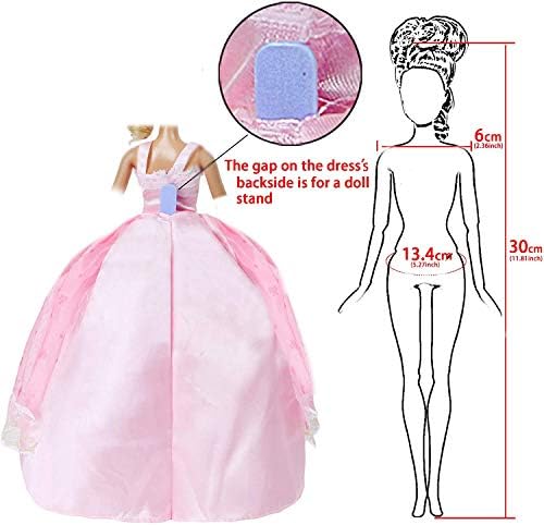BJDBUS 5 Pcs Собственоръчно Wedding Party Dress Дантела Dress for 11.5 Inch Момиче Doll Clothes