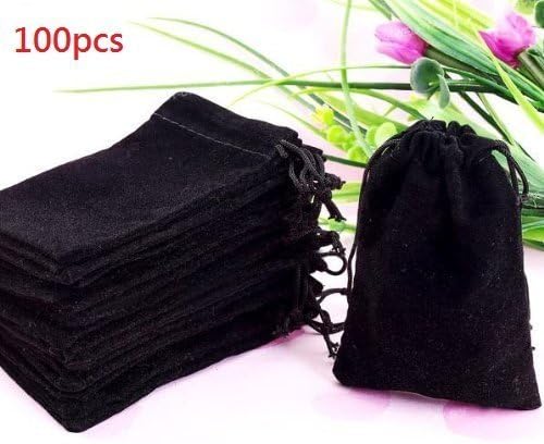 GYBest 3 X 4 (50/100/150/200) търговия на Едро - Черни кадифени тъкани торби за бижута/Drawstring Bags (200)