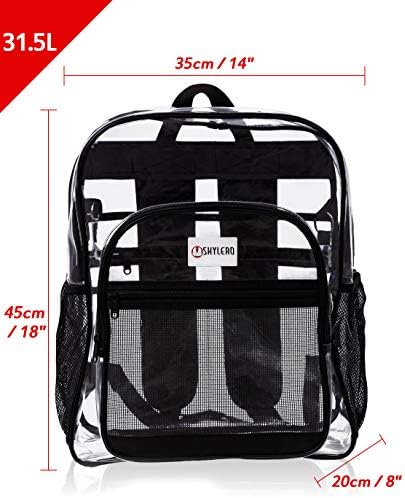 Прозрачен раница за работа XL - Heavy Duty School Bookbag е с TSA заключване - 2-WAY Zip - Прозрачен PVC - H18xW14xD8