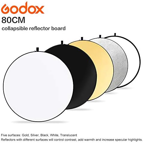GODOX 32 80cm 5-in-1 Сгъваема Кръгла Преносим Диск Рефлектор на Светлината, с Чанта за Студио и снимки - Злато, сребро, черен, бял, Прозрачен.