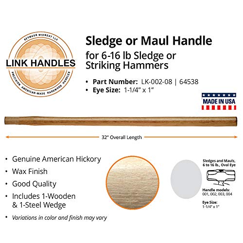Линк Handles 64538 Sledge/Maul Striking Tool Handles for Sledge/Striking Hammer (различни размери и модели), Дължина-32