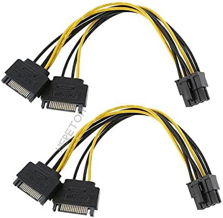 Конектори 2 елемента Двойна 15Pin Мъжки кабел към (6+2) 8Pin Мъжки PCIE PCI Express графична Карта SATA захранващ Кабел