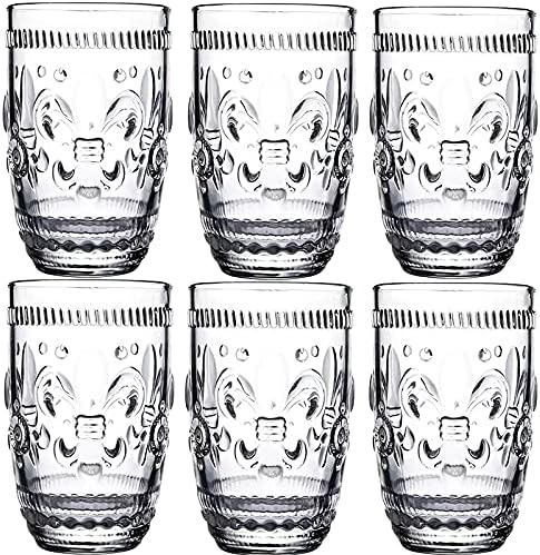 Peohud 6 Pack Старинни Чаши За Пиене, 12 унции Романтични Чаши За Вода, Старомодна Висока Стъклени Чаши за Сок, Уиски,