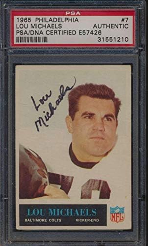 #7 Lou Michaels - 1965 Philadelphia Football Cards (Common) със Степен футболни топки с автограф