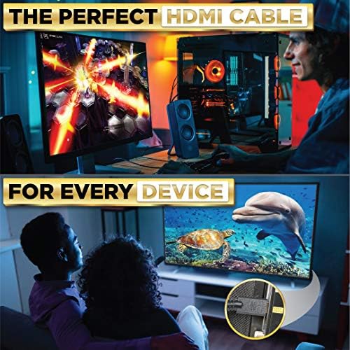 PowerBear 4K, HDMI кабел 6 фута [2 опаковане.] Високоскоростен, сплетен найлон и златни конектори, 4K @ 60Hz Ultra HD,
