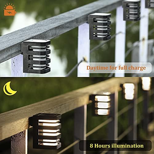 MAGGIFT 2 Pack Solar Powered Wall Светлини, 20 Lumen Outdoor Wall Sconce Fence Light SMD LED Warm White Step Deck Lighting
