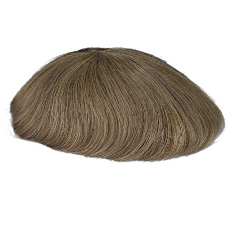 Перука фина кожа за Човешки косъм хора Светло кафяв Мъжки Система на коса 6# ПУ Низкопробный Hairpiece(10*7.5 инча)