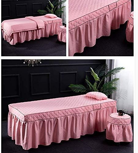 ZHUAN Premium Лицето Bed Cover Massage Table Sheet Sets European 4 Pieces Massage Beds Skirt Pillowcase Spa Bedspreads with Face Rest Hole-зелен 70x190cm(28x75inch)
