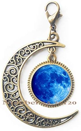 Закопчалка омар пълнолуние,Синята Жаден цип на Луната Луната,сребърно покритие Закопчалка Омар,Бижута Пълна Луната,Слънчевата