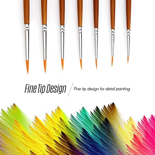 Aibesy 7pcs Draw Paint Brushes Kit Set Artist Paintbrush Nylon Hair Pointed Round Pen Detail Paint Brush for Artist Acrylic Aquarelle Watercolor Gouache Oil Painting for Great Art Drawing Supplies