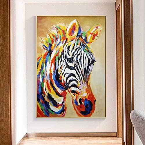 Warsoniodwef Extra Large Abstract Animal Color Zebra Hand-Painted Oil Paintings Romanticism Wall Art On Canvas Villa for