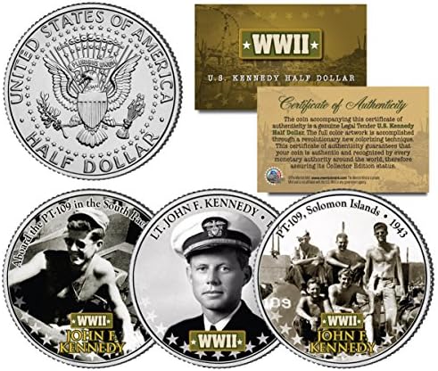 Лейтенант ДЖОН Af КЕНЕДИ на Втората световна война Военно-Морския Флот на JFK Половин Долар 3-Комплект монети на Втората