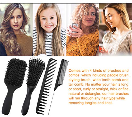 Boobeen 4бр Head Scalp Massage Brush Detangler - Tangle Hair Scalp Massager Shampoo Detangling Brush - Paddle Comb & Hair