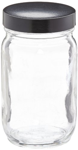 Kimble Type III Soda-Lime Clear Glass Wide-Mouth Standard Bottles with Pulp/Винил-облицовани Caps, Вместимост 4 унции