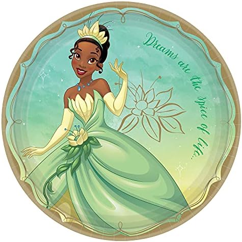 Disney Princess Tiana Кръгли Картонени Чинии - 9 | Многоцветен | Опаковка от 8