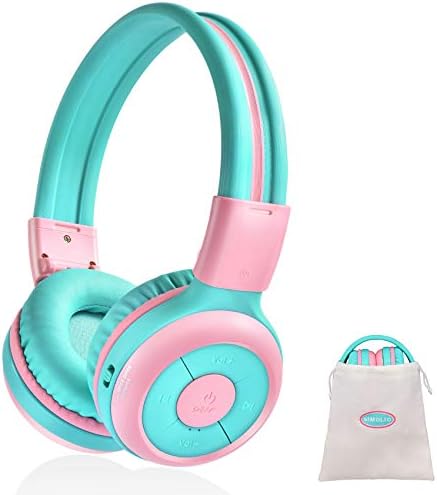 SIMOLIO Детски Bluetooth Слушалки с МИКРОФОН, Регулатор на силата на звука и Преносима Чанта, 75 db,85 db,94 db, Ограничена на силата на Звука, Детска стерео слушалки, Време на възп?