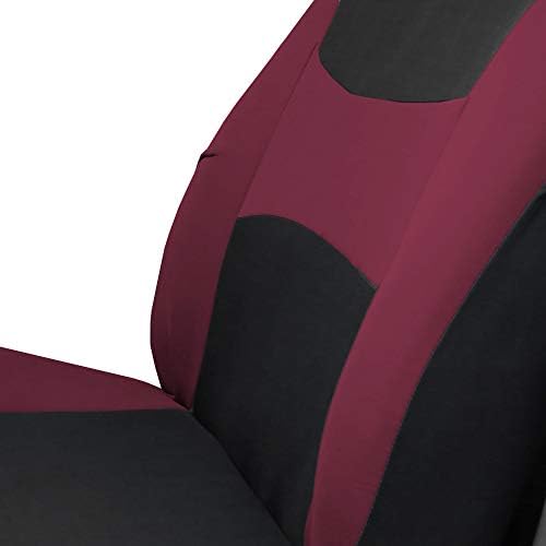 FH Group FB030BURGUNDY-КОМБИНИРАН калъф за седалка, Разход комплект с капак на волана и накладка на предпазен колан (съвместим