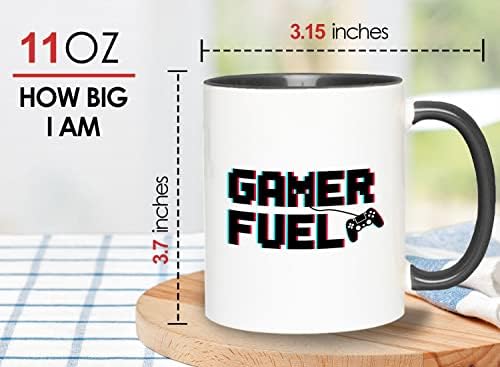 Gamer Coffee 2 Тона Mug 11oz Black - Gamer Fuel - Video Game for Гадже Friends And Family Fun Player Novelty Cup чудесно