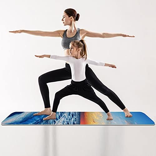 Unicey Blue Sea Water and Sunset Beach Yoga Mat Thick Non Slip Yoga Mats for Women & Girls Exercise Soft Mat Pilates Mats,(72x24 инча, дебелина 1/4 инча)