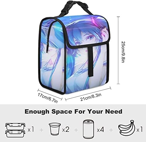 NO Аниме VocaloidLarge Capacity Simple Portable Lunch Box - Female/Girl/boy Insulated Portable Lunch Bag Lunch Box; Чанта