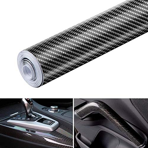 Lypumso 6D Carbon Fiber Рибка Self Adhesive Film, Wrap Roll Without Bubble, Адаптирана към външния вид и интериора на мотоциклети, компютри, автомобили -1ft x 10 фута