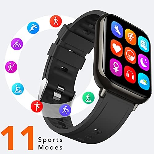Smart-часовници, AGPTEK 1.69(43 мм) Smartwatch за Android телефони и iOS IP68 Водоустойчив Фитнес Тракер Часовници Монитор на Сърдечната Честота Крачкомер Монитор Сън за Мъже Жени Черно