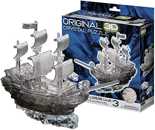 Bepuzzled Original 3D Crystal Пъзел Deluxe - Пиратски кораб, черно - Забавно, но предизвикателна пъзел игра, която ще тества вашите умения и въображение, за деца на възраст 12+