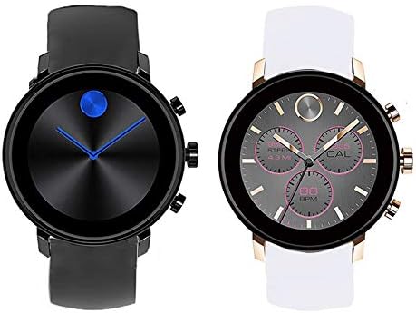 Съвместимост с Movado Connect 2.0 Smartwatch Band, Blueshaw Sport Силикон Взаимозаменяеми каишка Съвместимост с Movado Connect 2.0 Smartwatch 40 мм / 42 мм (2 опаковки-бяло+черно)