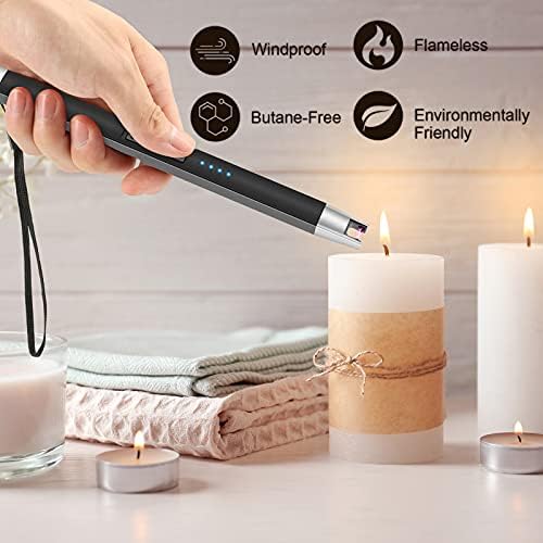 Charfire Запалка, Свещ, Запалка Електрическа Акумулаторна USB Запалка с Led Дисплей Батерия, Дъга Ветрозащитная Беспламенная