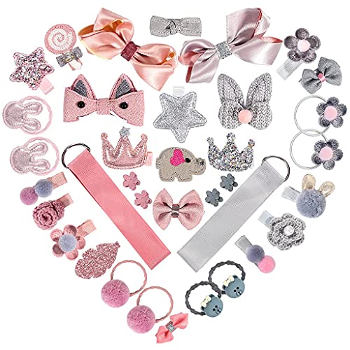 36PCS Baby Hair Clips Set for Little Girls,Hair Rops Barrettes Hair Ties Hair Accessories Baby Girls Toddlers Kids for