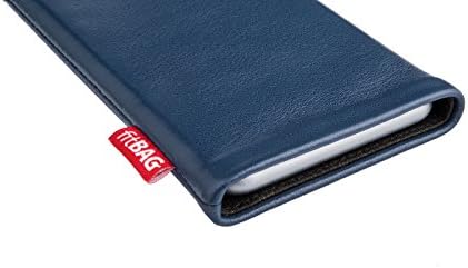 fitBAG Beat Blue Обичай ръкав за Huawei P8. Тънка кожена чанта Nappa с Вградена подплата от микрофибър за почистване на дисплея