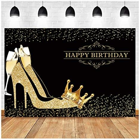Златен Гланц Блестящ Блясък Лъскави Високи Токчета Шампанско Черно честит Рожден Ден на Снимките Фонове Жени Момиче Рожден