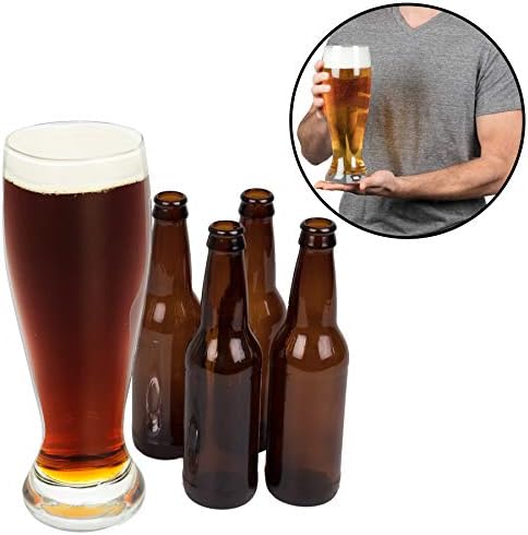 Извънгабаритни Extra Large Giant Beer Glass 2 pack - 53 грама в чаша - Всеки може да побере до 4 бутилки бира, Весел подарък