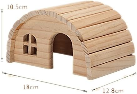 emours Natural Chewable Hamster Hideout Wooden Hut Lovely Fairy House for Dwarf Hamsters, Small,(7 x 5 x 4 инча)