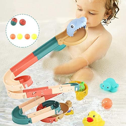 XUEKUN Kids Bath Toys for Toddlers, Bath Slide Toy Set,Смешни САМ Waterfall Take-Apart Water Slide Toy Track Ball, Wall Bath Toys for Toddlers
