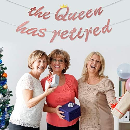Блестящ Щастлив Пенсиониране Банер овесена каша - Rose Gold Кралицата се пенсионирах Банер - Пенсионната Парти Партито за сбогуване Украса за Доставка за Жени