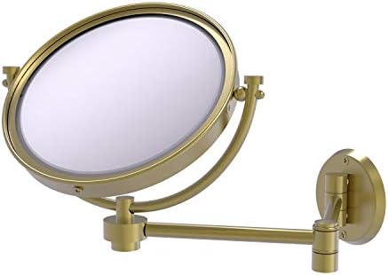 Allied Brass WM-6/4X 8 Inch Wall Mounted Extending 4X Magnification Make-Up Mirror, Сатинированная Месинг