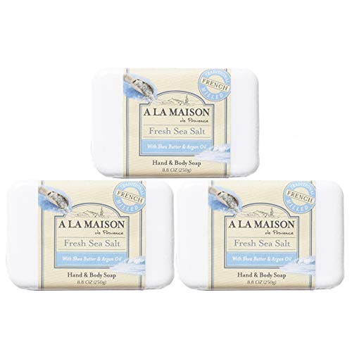 A La Maison Fresh Sea Salt Soap Bar 8.8 oz. | 1 Triple Pack French Milled All Natural Soap | Овлажняващ крем и хидратиращ