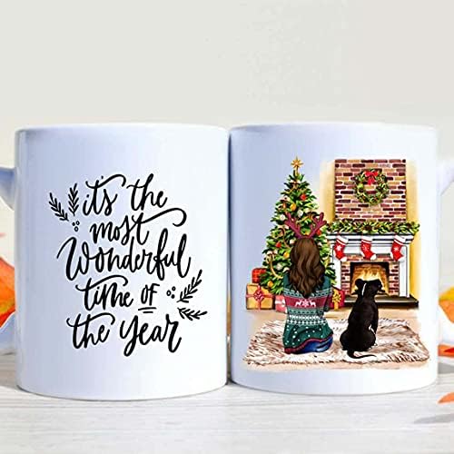 Чаша за 11 грама - Питбул 11 Чаша Момиче и куче Коледна Чаша Му е най-прекрасното време на годината, Подаръци Любител