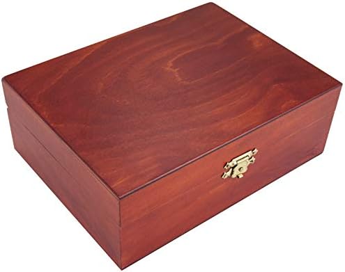 Henry Cornell and Associates Проста дървена кутия с цип, Lg, Голяма, Кафява