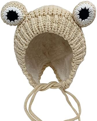 LOSIBUDSA Baby Frog Шапка Knit - красиви на външен вид Earflap Beanie Cap - с Подбородочным Каишка Топло за есен Зима