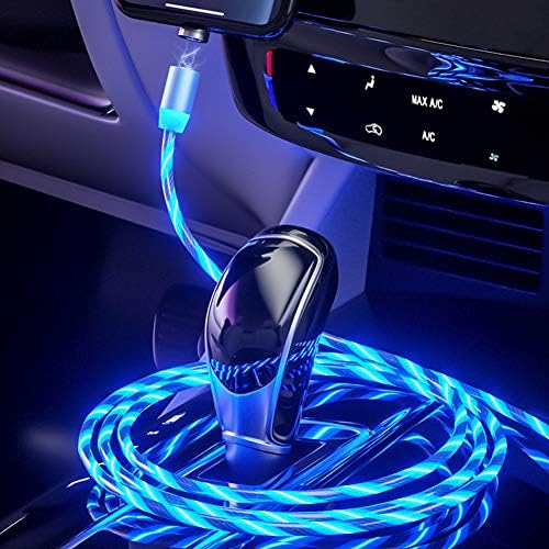 wpOP59NE USB кабел за зареждане Кабел LED Flowing Light Magnetic Type-C Micro USB Fast Charging Cable Plug for Android