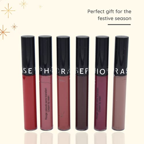 Sephora Wild Holiday Wishes Cream Lip Stain Set - винаги е червен, розов чай, роза режисьорска версия, черна череша, ежевичный
