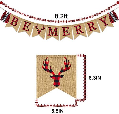 Be Весела Банер | Коледен Банер Чул | Коледна Украса | Празничен Декор | Селски Коледна Украса за Камината | Коледни Вечерни