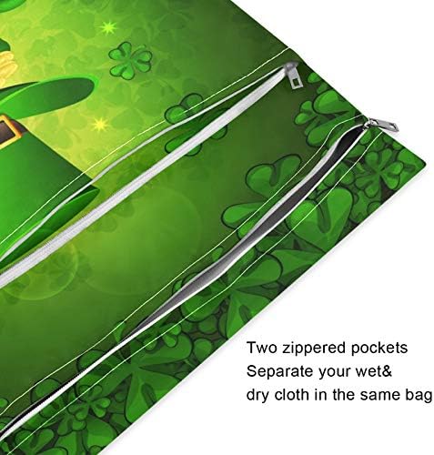 KEEPREAL Clover Leaves Gold Coin Wet Dry Bag for Cloth Diaper&Swimsuit,Travel&Beach - Водоустойчив Мокри чанти - идеални