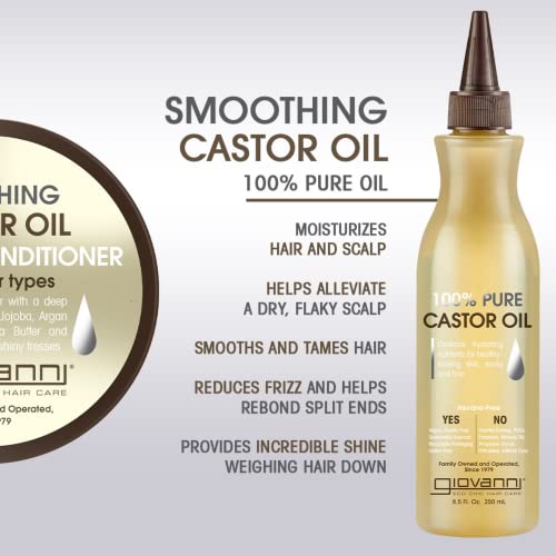 GIOVANNI Smoothing Castor Oil, 8.5 oz. - Чист, за всички типове коса, естествено подхранва кожата, хидратира косата