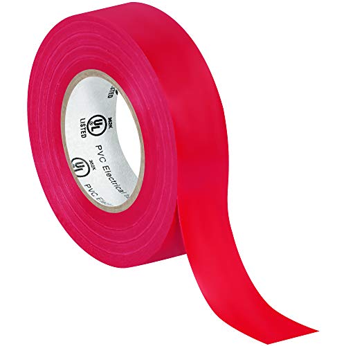 Червена електрическа лента, 3/4 x 20 ярда, в списъка на UL, Vinyl лента за ремонт, Съединения и връзки за Всички електрически