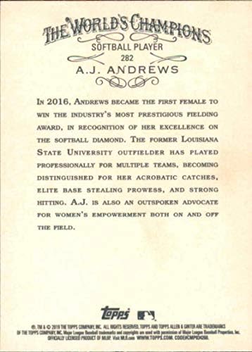 2019 Allen and Ginter Baseball 282 A. J. Andrews Softball Player Официалната търговска картичка MLB от Topps