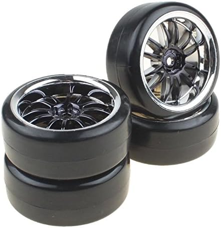 Shaluoman Plating 12-Spoke Wheel в гривни with Hard Plastic Tires for RC 1:10 Drift Car Color Black